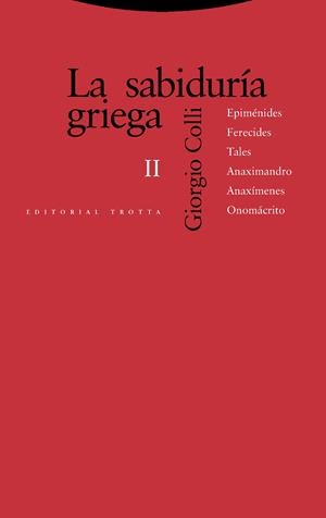 La sabiduría griega II | 9788498798449 | Colli, Giorgio